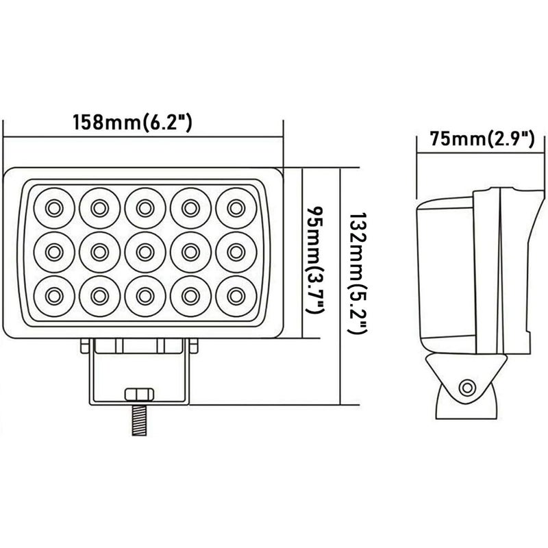 Lightronic 4x6 inch Rectangular Off-Road LED Work Light, 6000K Cool-White, Flood Beam for Trucks & Tractors, Plug & Use DT Connector, IP68 Waterproof/Dustproof, 12V/24V DC, 2-Pack - Image 2